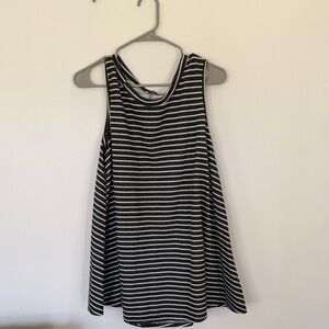 Acemi Black and White Striped Racerback Tank / Beach Cover Up